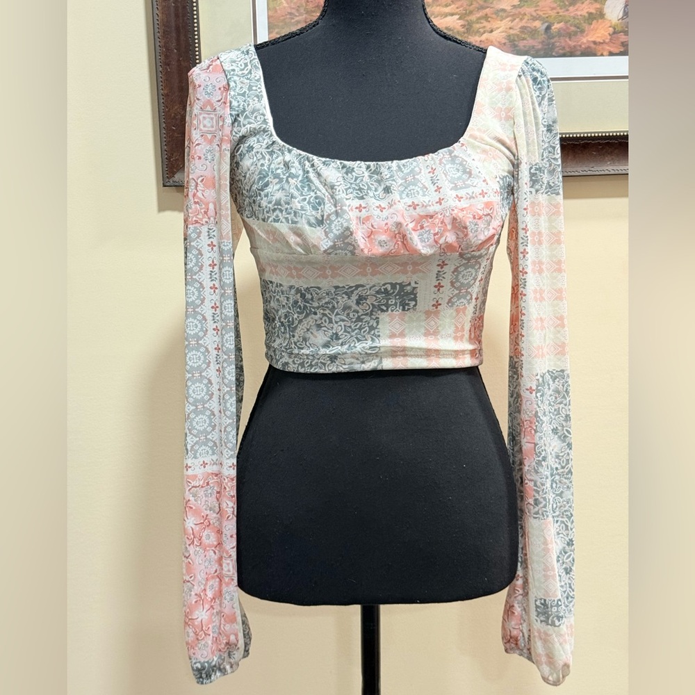 Altar’d State Floral Patchwork Long Sleeve Top